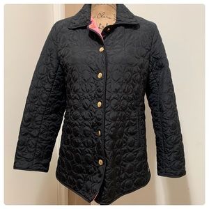 coach black quilted jacket